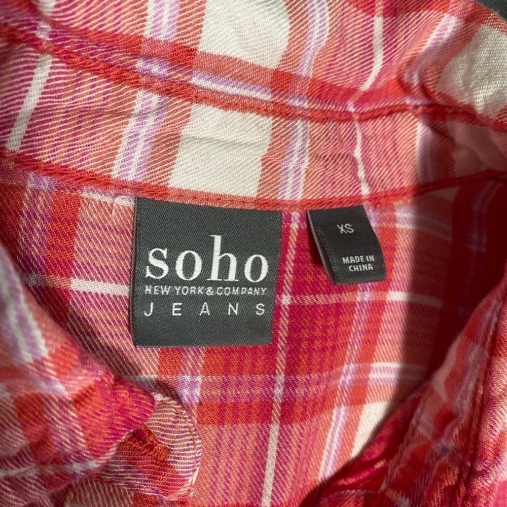 NY & Co Pink Plaid Shirt - Picture 4 of 7